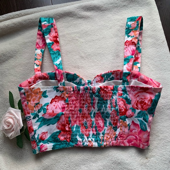 Parisian Works Floral Sweetheart Bustier Crop Top - Picture 7 of 9